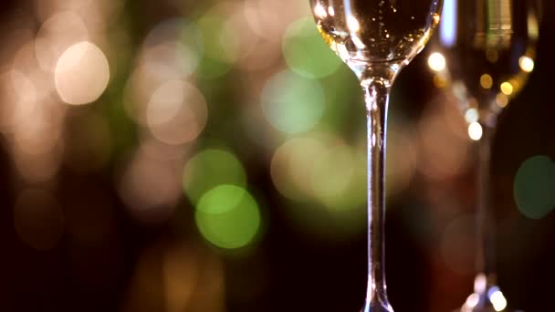 Two Flutes with Sparkling Champagne - Video