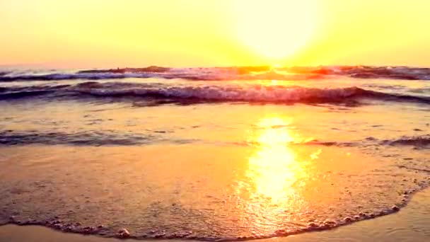 Ondas oceánicas rodadas en playa de arena
 - Metraje, vídeo
