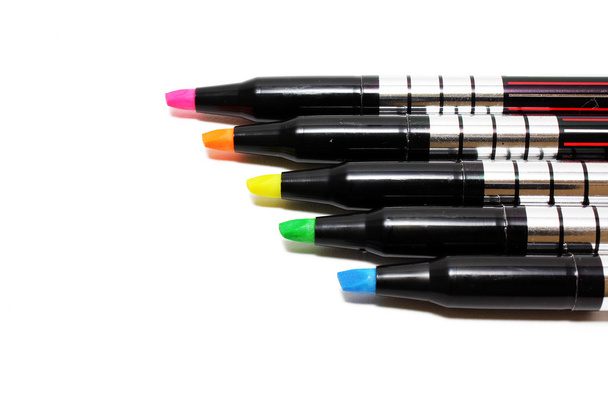 Colored highlighters set isolated on pure white background - Photo, Image