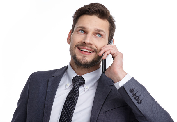 laughing businessman on the phone - 写真・画像