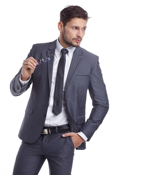 handsome man in grey suit and glasses - Fotografie, Obrázek