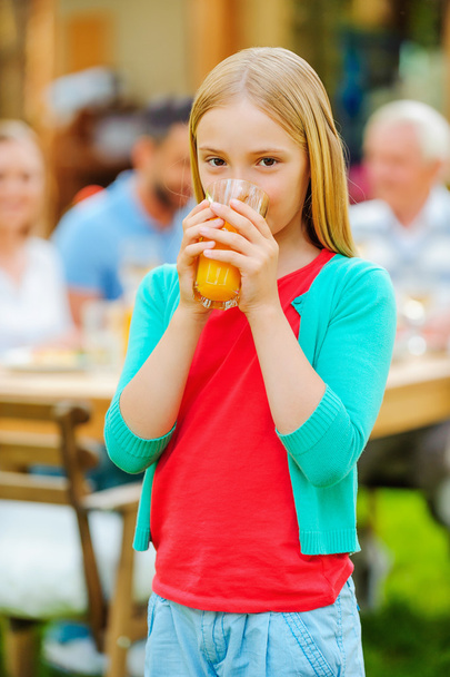 girl drinking orange juice - Photo, image