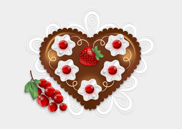 pastel de chocolate con bayas vista superior
 - Vector, Imagen