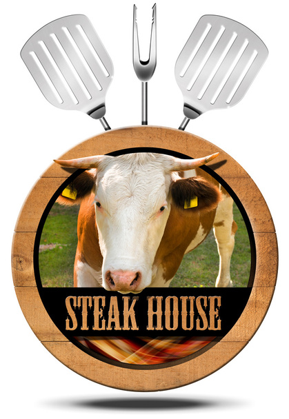 Steak House - dřevěné Symbol - Fotografie, Obrázek