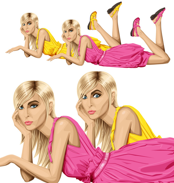Blondes lies on a floor - Vector, Image