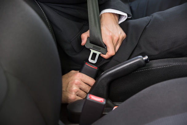 Man Fastening Seat Belt - Foto, Imagen