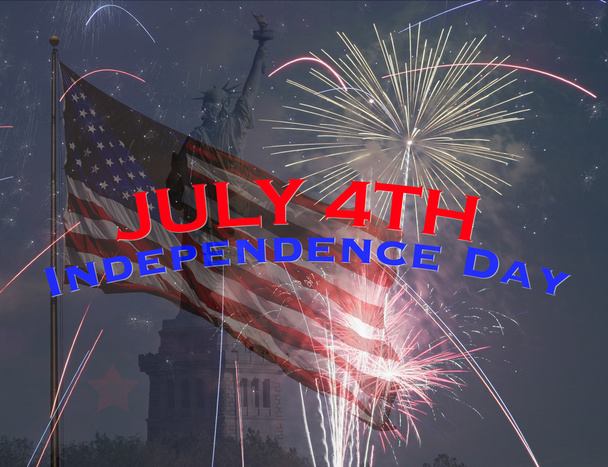 Drapeau américain avec Happy Fourth of July
 - Photo, image