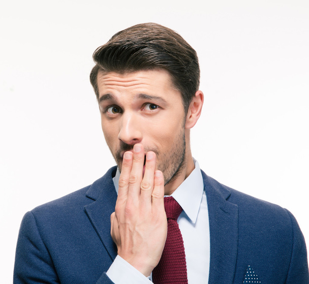 Businessman covering his mouth - Foto, imagen