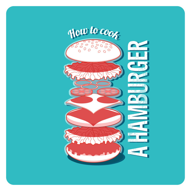 Cooking of hamburger poster - Вектор,изображение