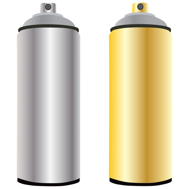 Spray fles goud en aluminium - Vector, afbeelding
