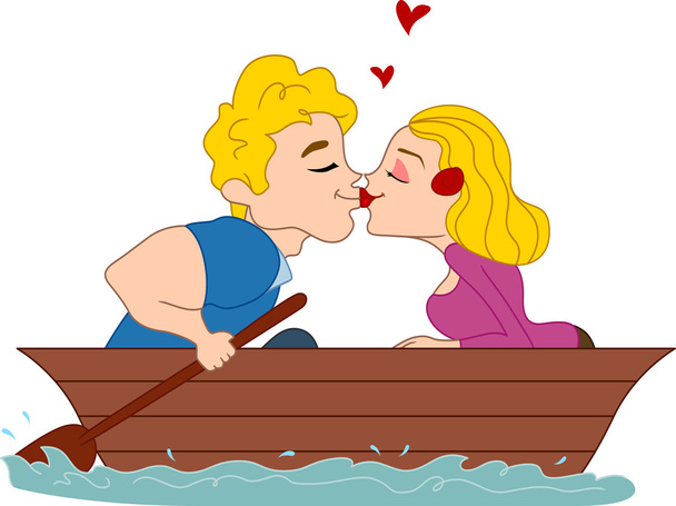 Пара цілується в човні
 - Фото, зображення