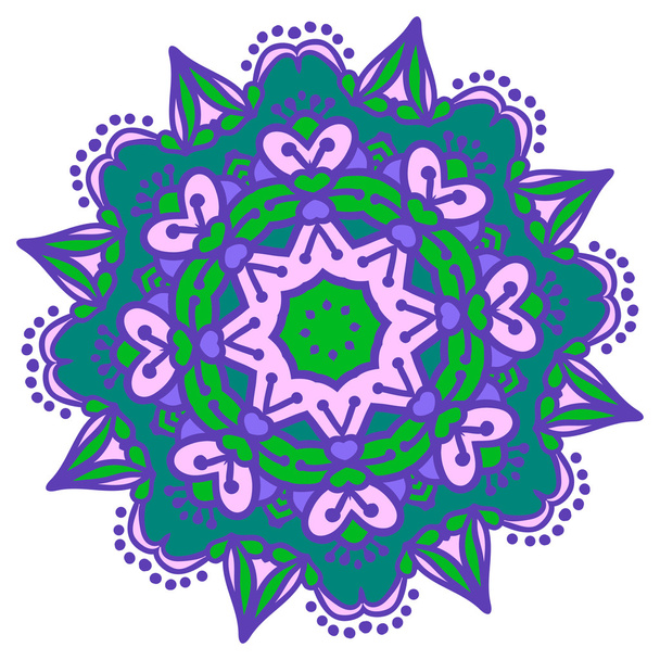 Hand-drawn colored mandala zentangl. Holi festival of colors - Διάνυσμα, εικόνα