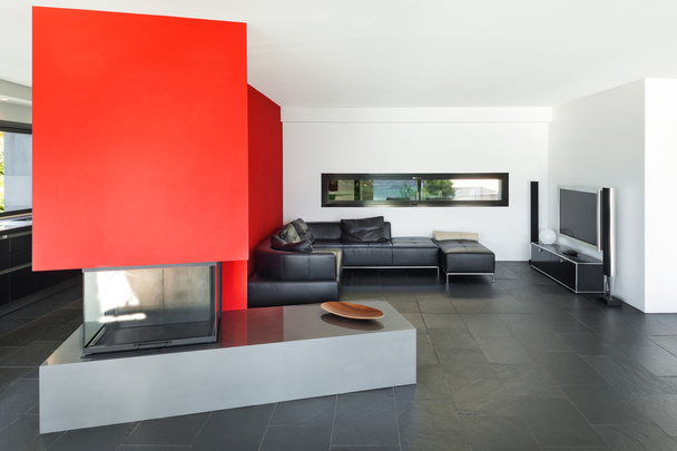  living room with fireplace - Foto, afbeelding