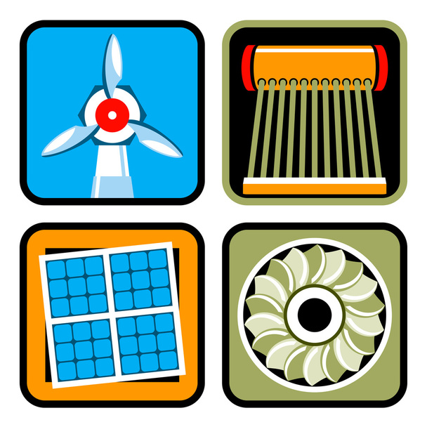 Symbol für alternative Energiequellen gesetzt - Vektor, Bild