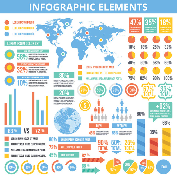 Universal infographic elements set - Vector, imagen