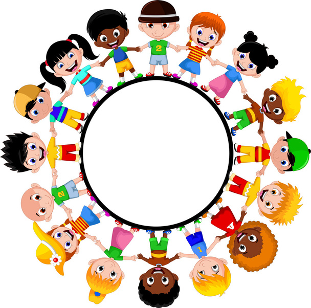 de gelukkige kinderen verschillende rassen - Vector, afbeelding