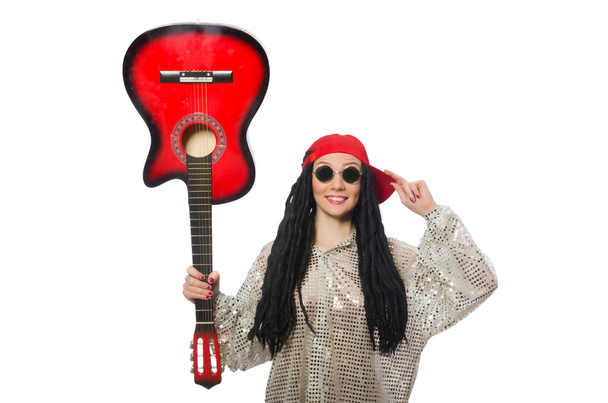 女性のギター プレーヤー - 写真・画像
