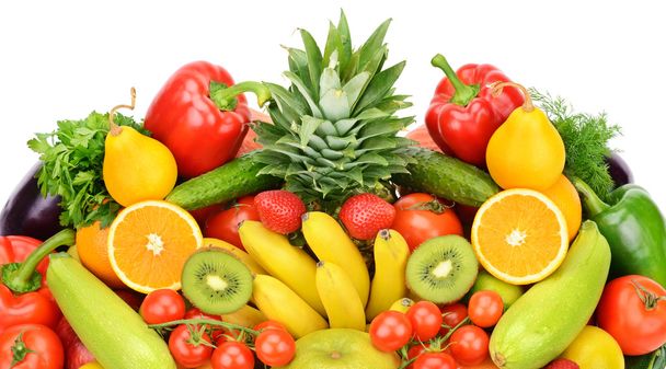 fruits and vegetables isolated on white background - 写真・画像