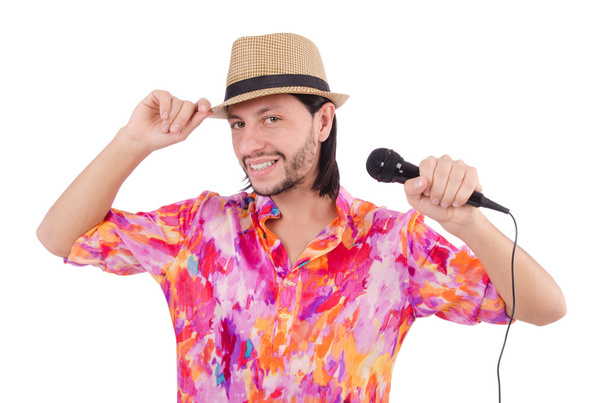 Man in colourful shirt isolated on white - Fotó, kép