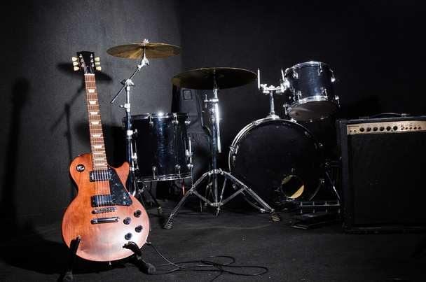 Set of musical instruments in club - Foto, Imagen