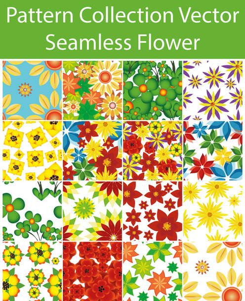 Μοτίβο συλλογή διάνυσμα άνευ ραφής λουλούδι - Διάνυσμα, εικόνα