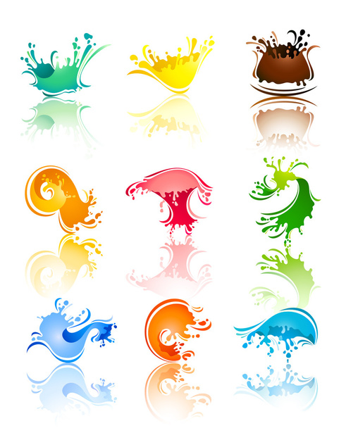 Splash colors Waves and Water with reflection - Vector, Image
