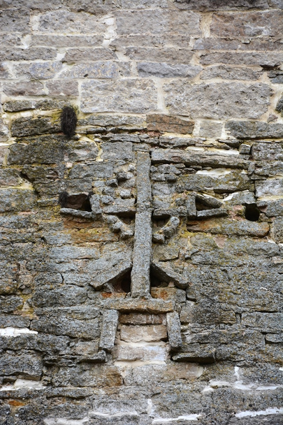 Cross on the wall of the Izborsk fortress - Photo, Image