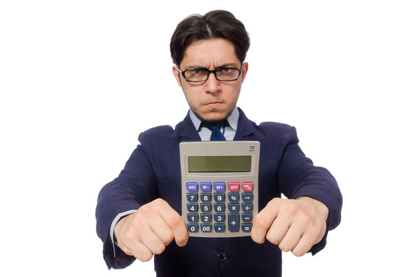 Funny man with calculator - Foto, afbeelding