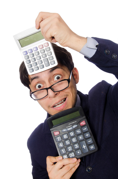 Zabawny człowiek z kalkulatora - Zdjęcie, obraz