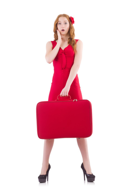 Ładna dziewczyna w czerwonej sukience - Zdjęcie, obraz