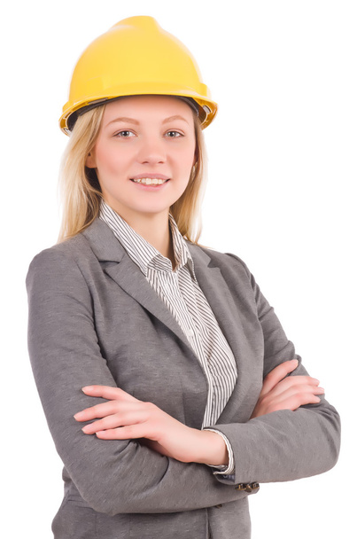 Construction employee isolated on white - Фото, изображение