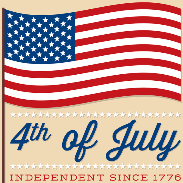 American Flag with 4th of July sign - Vector, Image