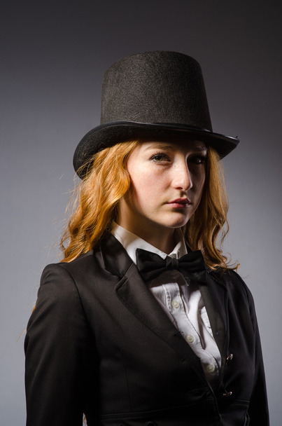 girl wearing retro hat - Fotografie, Obrázek
