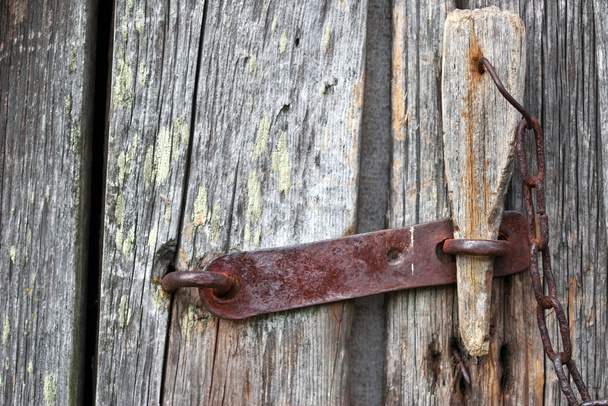 Old wooden door with a padlock - Photo, image