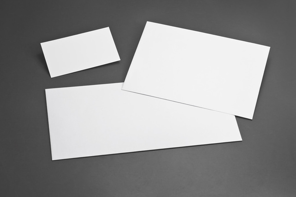 Blank corporate identity package business card with clear gray background. - Photo, image