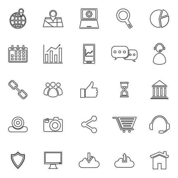 SEO line icons on white background - Vector, Image
