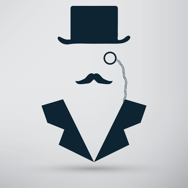 Bowler hat and mustache icon - Вектор,изображение