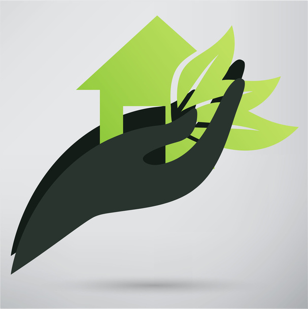 hands with house icon - Vector, imagen