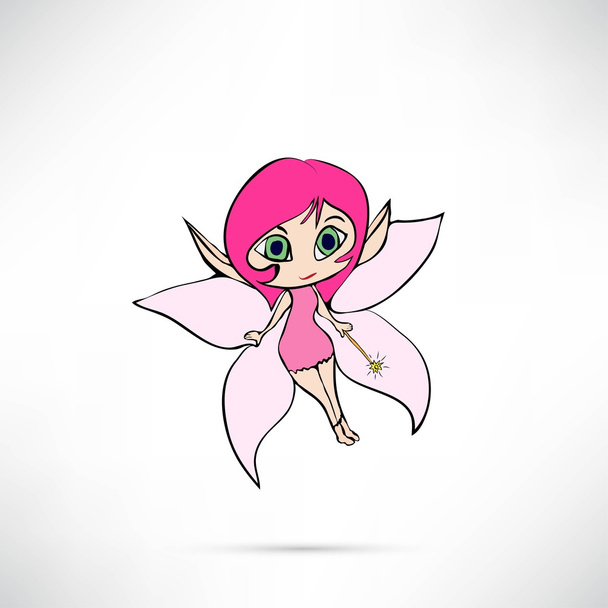beautiful cartoon flying fairy - Vector, Image
