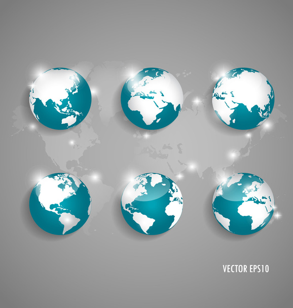 Moderne globes en wereldkaart, vectorillustratie. - Vector, afbeelding