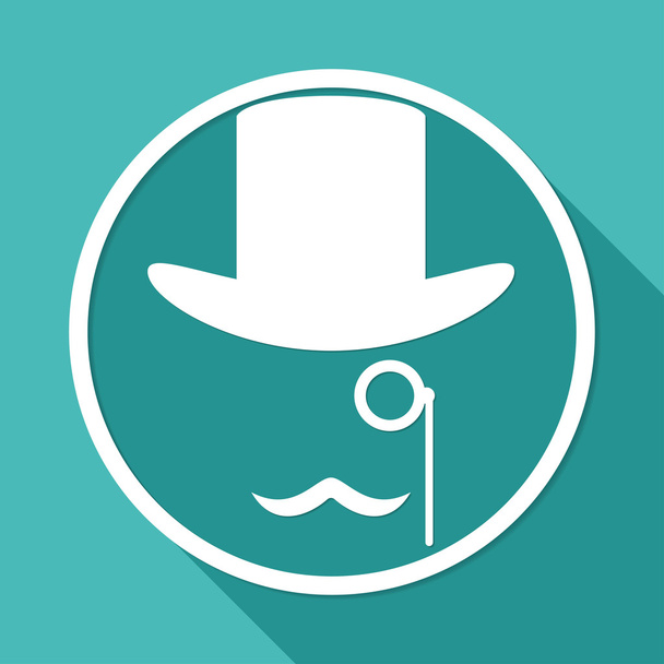 Bowler hat and mustache icon - Vektori, kuva