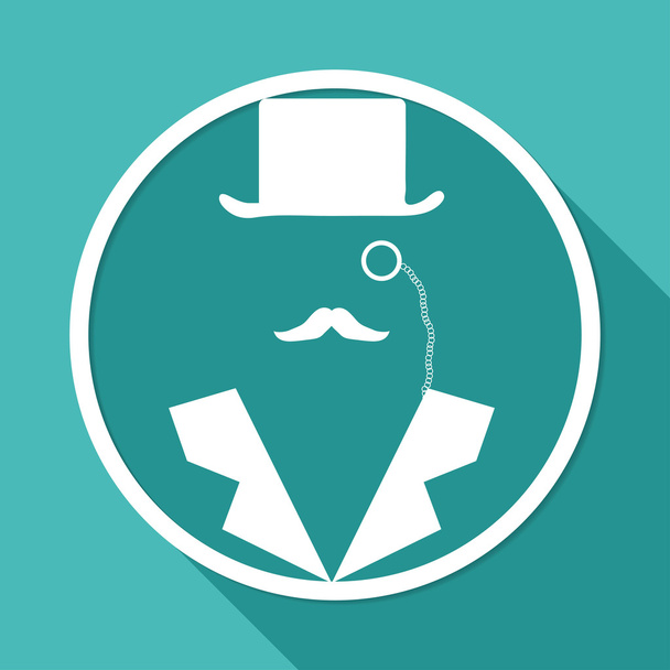 Bowler hat and mustache icon - Vektori, kuva