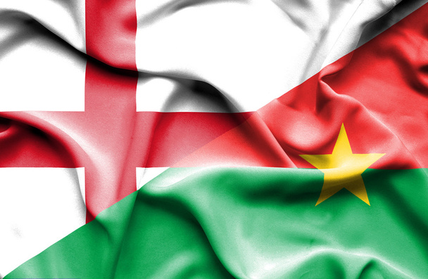 Waving flag of Burkina Faso and England - Фото, изображение
