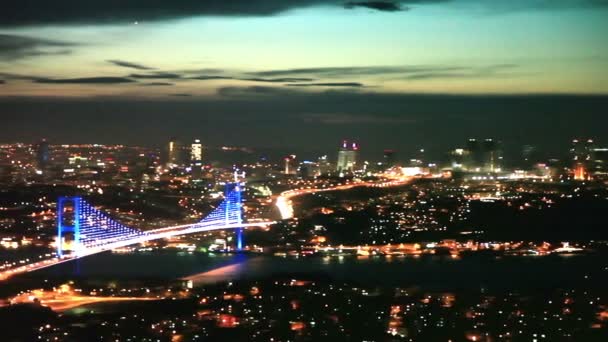 Istanbul Night City i Bosphorus Bridge 1 HD 1080p - Materiał filmowy, wideo