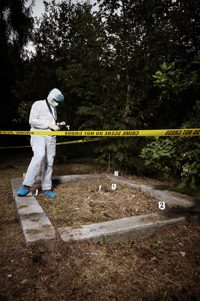 Criminology specialist photographer on crime place - Photo, Image
