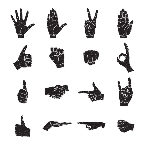 Hand icon collection, vector silhouette illustration - Vector, Image