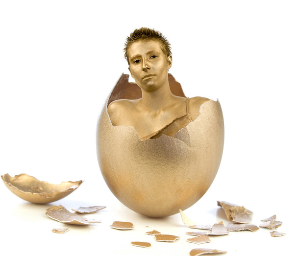 arany nő egy tojás - Fotó, kép