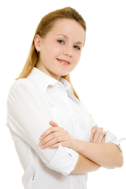 Young businesswoman on a white background. - Photo, Image