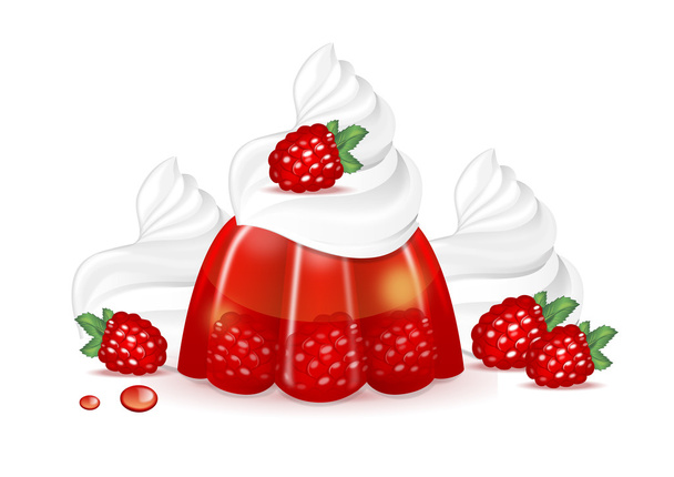 Raspberry gelei met slagroom - Vector, afbeelding