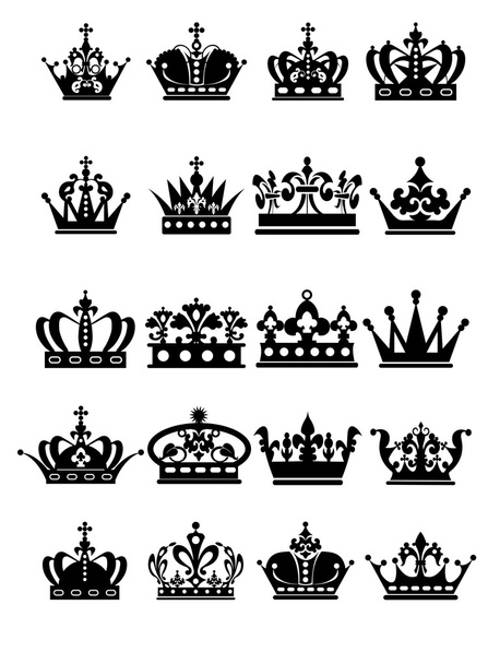 Crown. Large Set of isolated symbols - Vector, Image